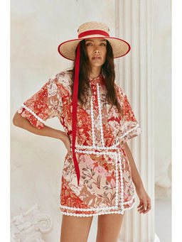 Miakee - Red Printed Polyester Blend Co-Ord Set