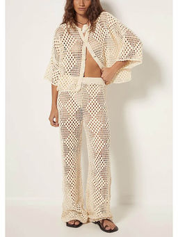 Miakee - Cream Textured Polyester Blend Co-Ord Set
