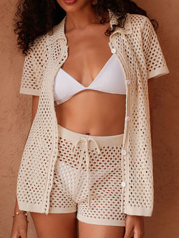 Miakee - Khaki Self Design Polyester Blend Co-Ord Set