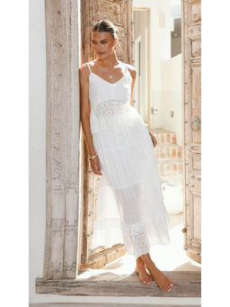 Miakee - White Textured Polyester Blend Co-Ord Set