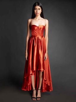 EMBLAZE - Rust Corset High-Low Dress