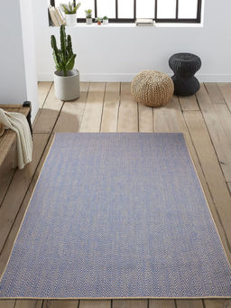 Saral Home - Blue Cotton Anti-Skid Jacquard Carpet -120x180 Cm