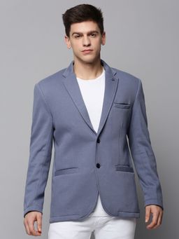 SHOWOFF - Mens Notched Lapel Solid Grey Open Front Blazer