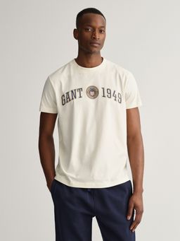 GANT - Men Cream Solid Regular Fit T-Shirt