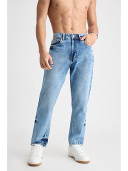 FREAKINS - Men Blue Stone Wash Straight Jeans