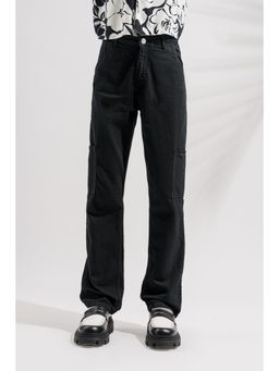 FREAKINS - Men Black Denim Cargos Jeans