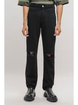 FREAKINS - Men Black Classic Distressed Straight Jeans