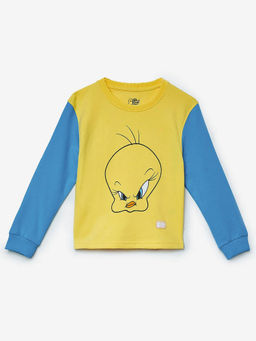 The Souled Store - Official Looney Tunes: Tweety Face Young Girls Yellow Sweatshirt
