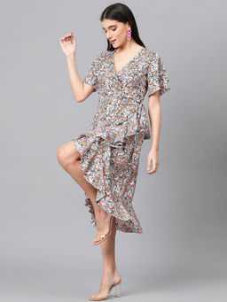 KOTTY - Womens Fit and Flare Multi-Color Dress