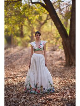 Nirmooha - The Power Print Embroidered Blouse and Lehenga (Set of 2)