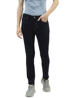 United Colors of Benetton - Men Navy Blue Solid Low Crotch Jeans