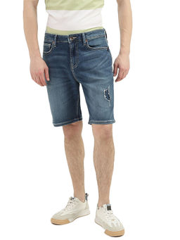 United Colors of Benetton - Men Blue Solid Slim Fit Shorts