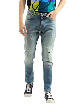 United Colors of Benetton - Men Blue Solid Slim Tapered Fit Jeans