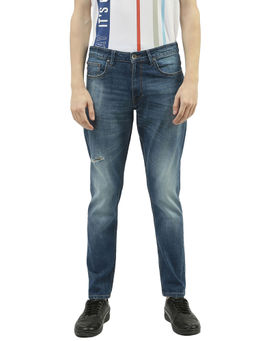 United Colors of Benetton - Men Blue Solid Slim Tapered Fit Jeans