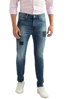 United Colors of Benetton - Men Navy Blue Applique Low Crotch Jeans