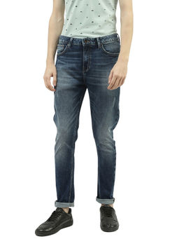 United Colors of Benetton - Men Navy Blue Solid Carrot Fit Jeans