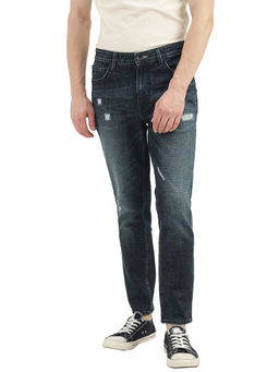 United Colors of Benetton - Men Navy Blue Patterned Low Crotch Jeans