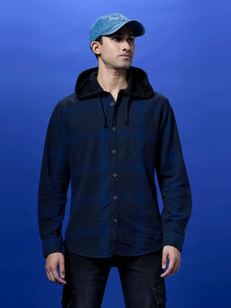 Pepe Jeans - Navy Blue Checked Full Sleeved Shirt