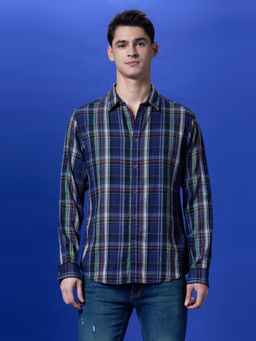 Pepe Jeans - Navy Blue Checked Full Sleeved Shirt
