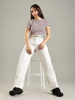 Tommy Hilfiger - White Solid Regular Fit Jeans