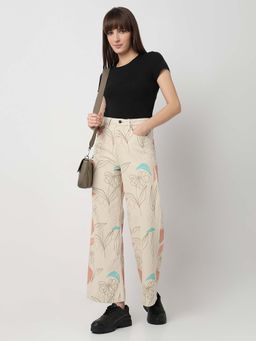 Spykar - White Printed Relaxed Fit Jeans