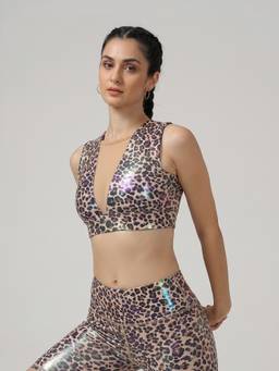 Fitkin - Women's Multi-Colour Leopard Print Activewear Sports Bra