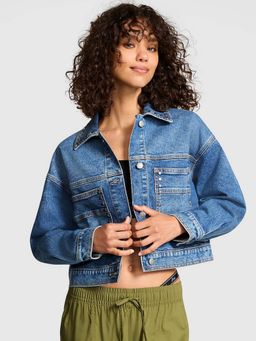 Victoria's Secret - Blue Denim By Pink Cut Off Trucker Jacket