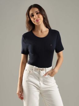 Tommy Hilfiger - Solid Regular Fit Cotton Navy Blue T-Shirt