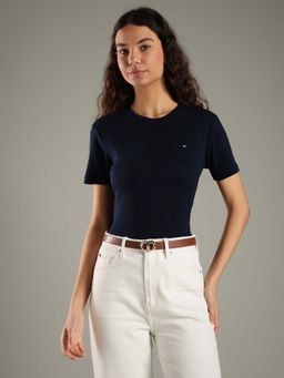 Tommy Hilfiger - Solid Slim Fit Cotton Navy Blue T-Shirt