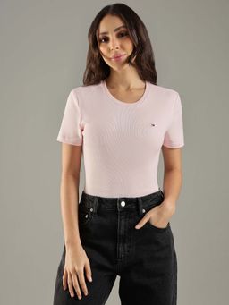 Tommy Hilfiger - Solid Regular Fit Cotton Pink T-Shirt