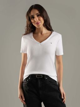 Tommy Hilfiger - Solid Regular Fit Cotton White T-Shirt