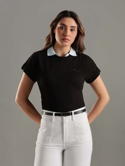 Tommy Hilfiger - Solid Regular Fit Cotton Black T-Shirt