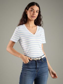 Tommy Hilfiger - Striped Regular Fit Cotton Blue T-Shirt