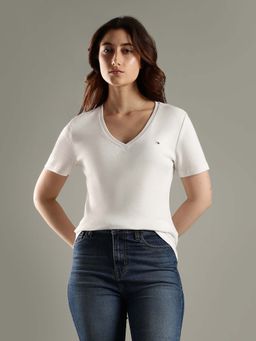 Tommy Hilfiger - Solid Regular Fit Cotton White T-Shirt
