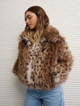 American Eagle - Women Brown Faux Fur Coat