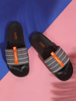 Chupps - Men Track Ergonomic Support Sliders - Grey Black