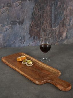 Manor House - Aachman Wooden Rectangle Grooved Platter With Handle 17 Inches