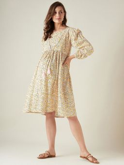 The Kaftan Company - Yellow Floral Maternity And Feeding Dress