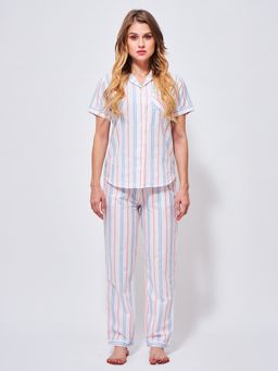 July Nightwear - Women Rayon White Shirt - Pyjama-JE61