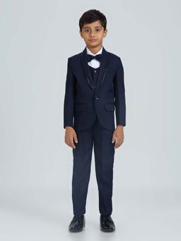 Kids Island - Navy Blue Shirt with Waistcoat, Blazer, Bow-Tie and Pant (Set of 5)