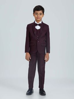 Kids Island - Wine Shirt with Waistcoat, Blazer, Bow-Tie and Pant (Set of 5)