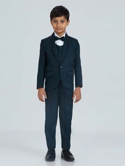 Kids Island - Teal Shirt with Waistcoat, Blazer, Bow-Tie and Pant (Set of 5)