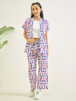 Luyk - Pink Printed Shrug with Inner and Pant (Set of 3)