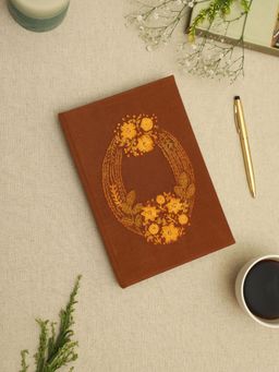 Design Gaatha - Brown Viscose Oval Hand Embroidered Diary
