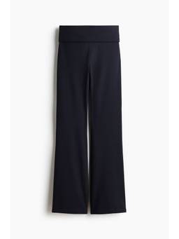 H&M - Women Black Fold over-Waist Cotton Trousers