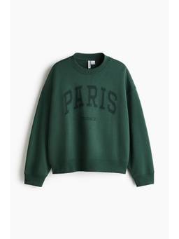 H&M - Women Green Print-Motif Sweatshirt
