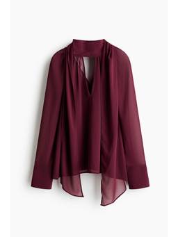 H&M - Women Red Scarf-Collar Blouse