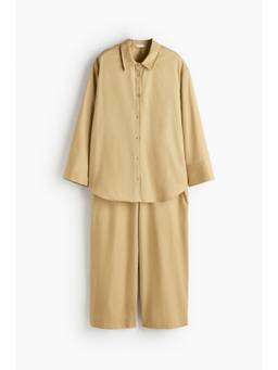 H&M - Women Yellow Checked Cotton Sateen Pyjamas And Shirt