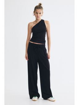 H&M - Women Black Pleated Tie-Belt Trousers