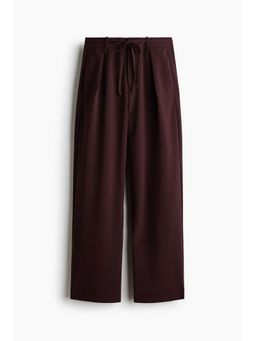H&M - Women Brown Pleated Tie-Belt Trousers